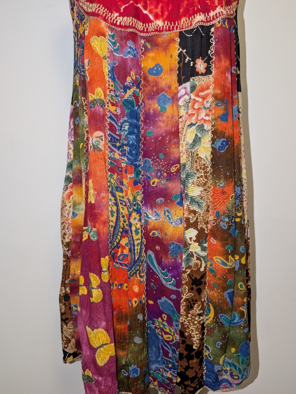 Vintage Red Yoke Multi-Color Sleeveless Mini Dress - Picture 2 of 9